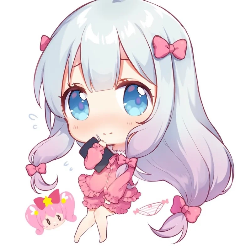 Hình ảnh chibi nữ cute màu xanh dương sẽ khiến bạn cảm thấy thư giãn