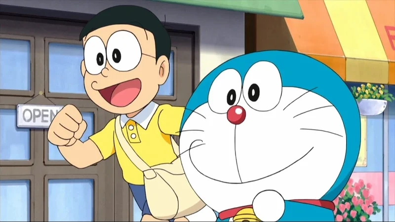 Doraemon và nobita đôi bạn thân thể hiện tình bạn đáng quý