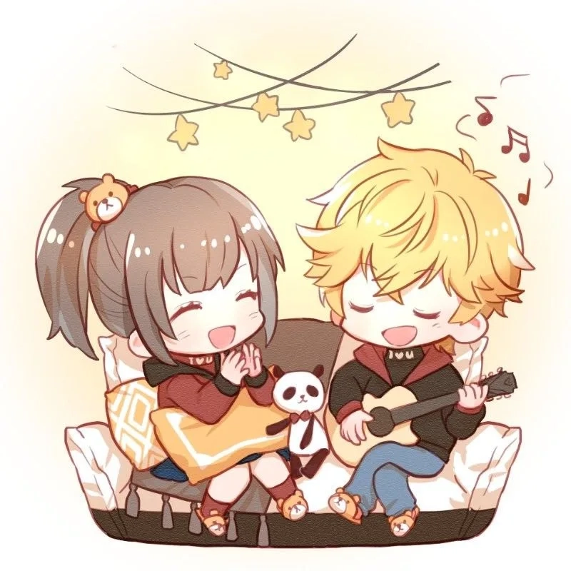 Ảnh cặp đôi anime chibi cute thể hiện tình yêu ngọt ngào
