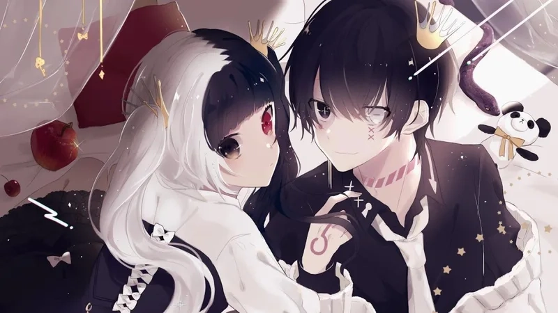 Hình ảnh cặp avatar đôi anime ngầu thể hiện tình yêu và sự gắn kết
