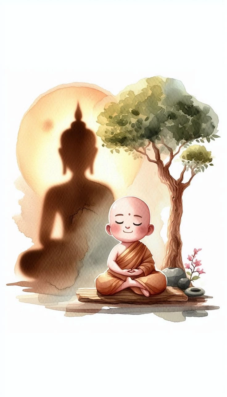 Ngắm nhìn ảnh chú tiểu ngồi thiền đầy tĩnh tâm
