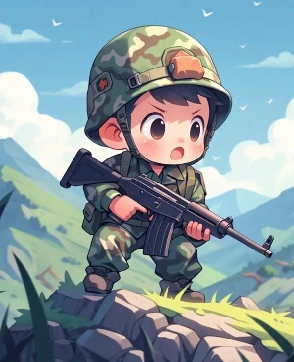 Thể hiện tình yêu tổ quốc qua tranh vẽ chú bộ đội chibi
