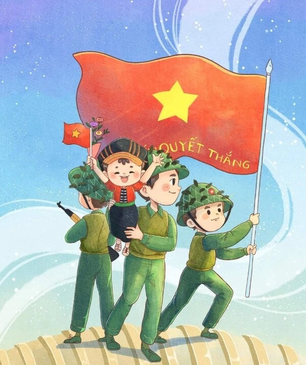 Cảm nhận sự gắn kết qua nét vẽ tình yêu bộ đội chibi