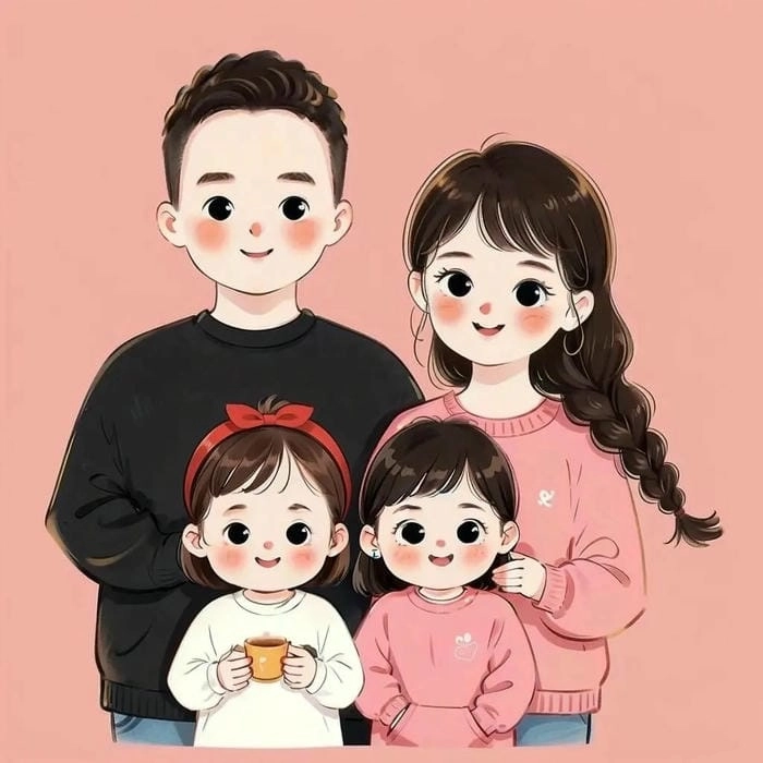 Ảnh gia đình chibi cute mang lại tiếng cười