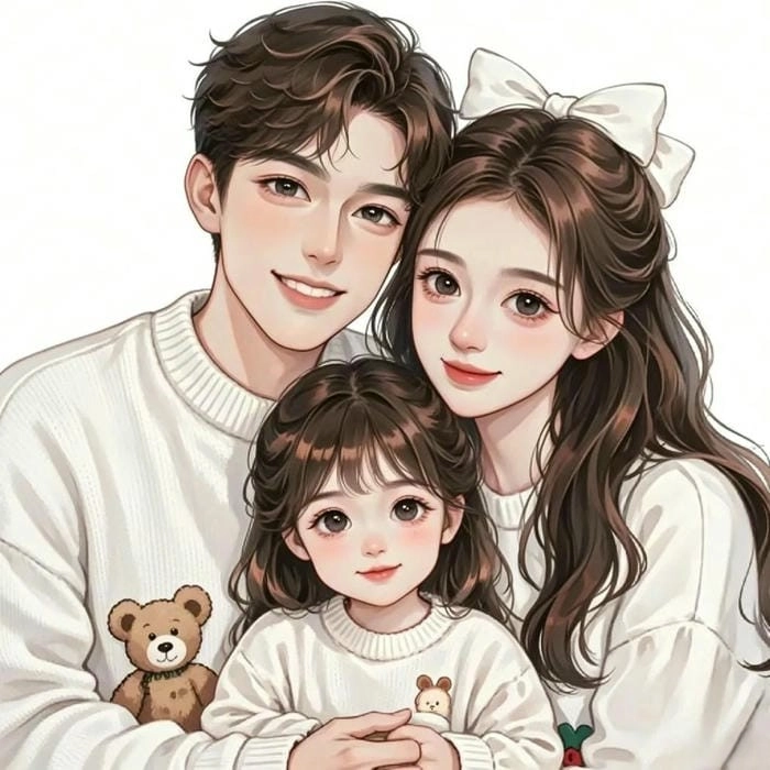 Hình ảnh gia đình chibi đẹp lung linh