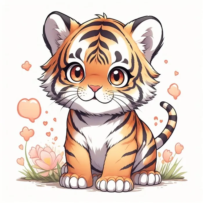 Ngắm nhìn cute hổ con dễ thương chibi siêu đáng yêu