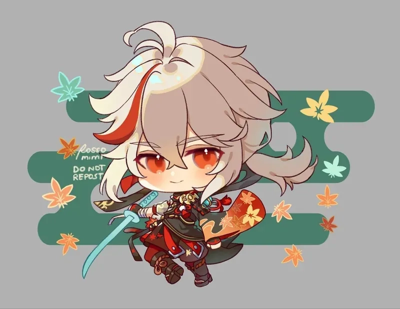 Ngắm genshin impact kazuha chibi cực ngộ nghĩnh