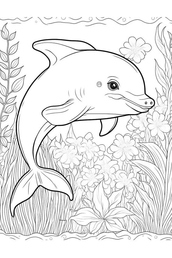 Khám phá tranh tô màu cá heo sinh động cho bé