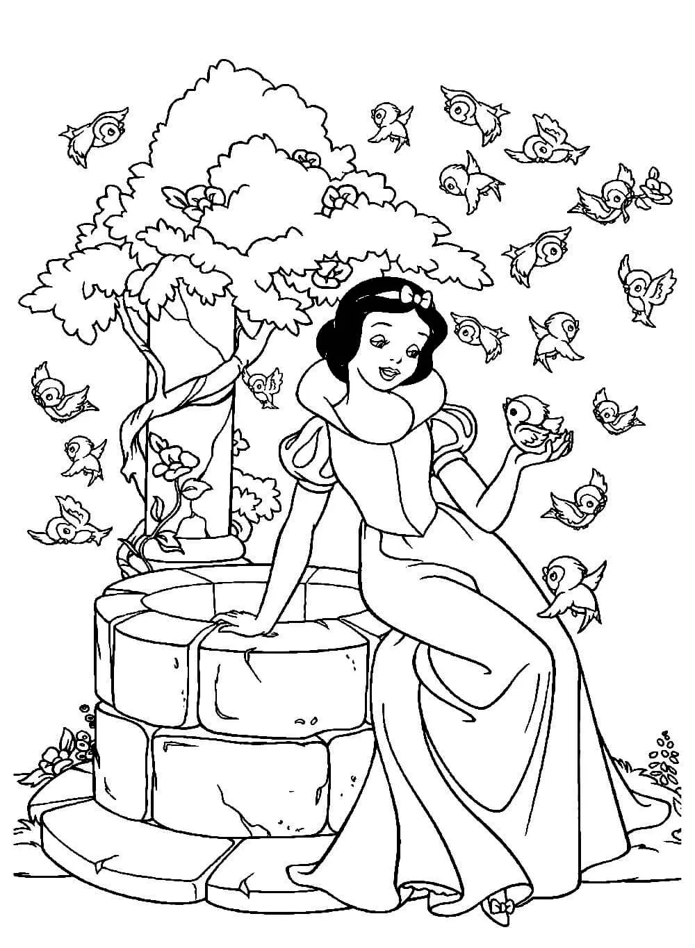 Khám phá tranh tô màu công chúa bạch tuyết và 7 chú lùn siêu dễ thương