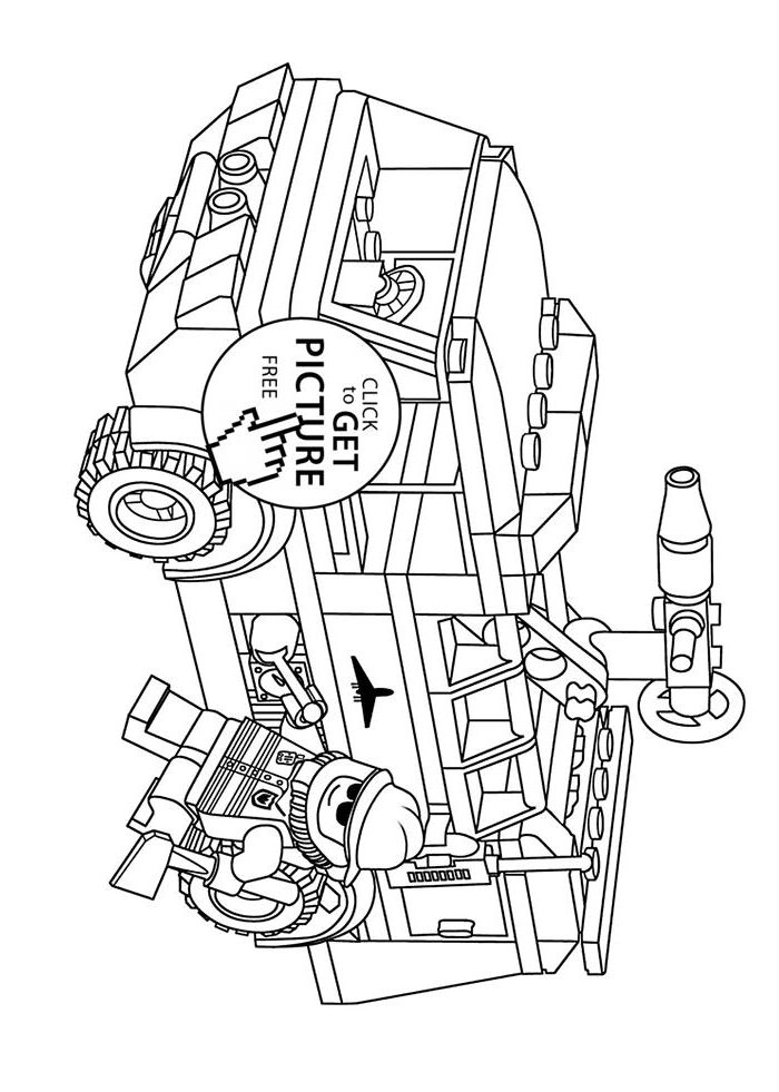 Khám phá cảnh thú vị trong tranh tô màu xe cứu hỏa và máy bay
