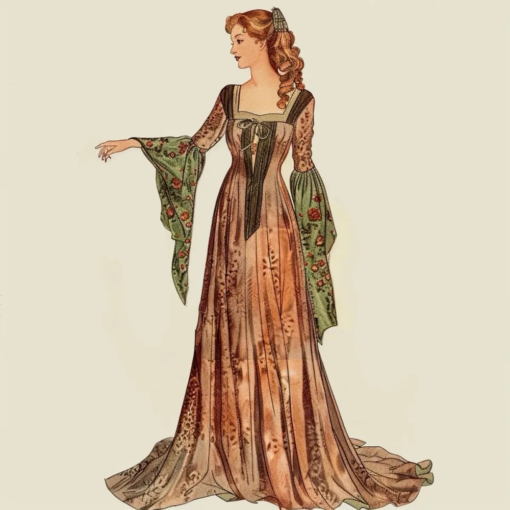 Trang phục thời phục hưng nhiều lớp cầu kỳ kết hợp áo chẽn và váy phồng